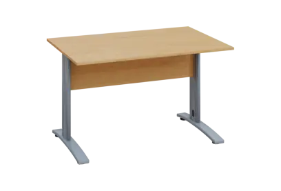 EPK 18 - 12 stůl kancelářský, kovová podnož stříbrná, deska 18 mm, široký 1200 mm, javor horský